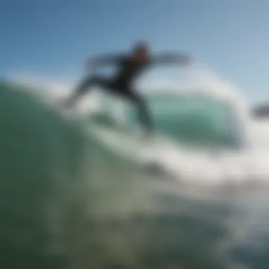 Surfer performing a stylish aerial maneuver above the lip