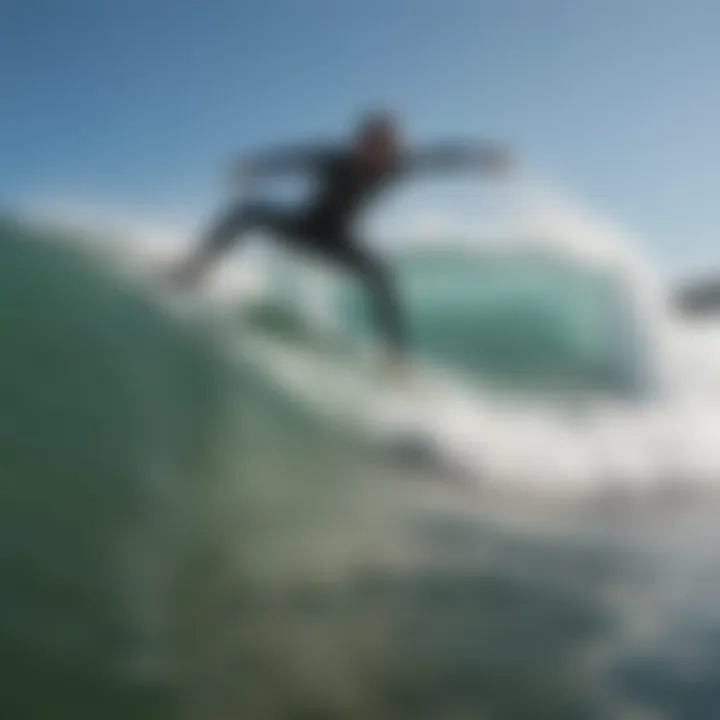 Surfer performing a stylish aerial maneuver above the lip