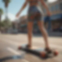 Artistic view of the 48-inch dancer longboard showcasing its sleek design and vibrant graphics