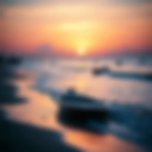 Tranquility at Dusk A serene beach at sunset, symbolizing tranquility and reflection