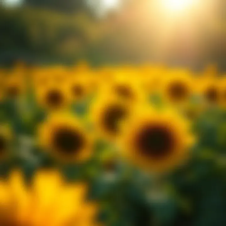 A vibrant sunflower field bathed in sunlight, representing growth and positivity