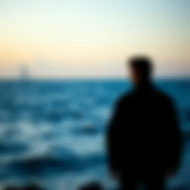 Contemplation by the Sea A solitary figure gazing at the vast ocean