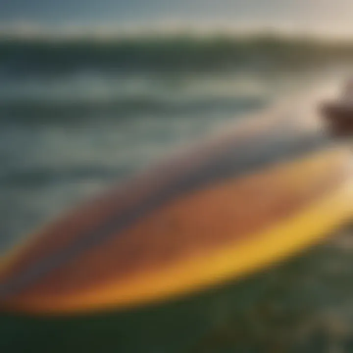 Abstract artistic representation of twin fins on a surfboard