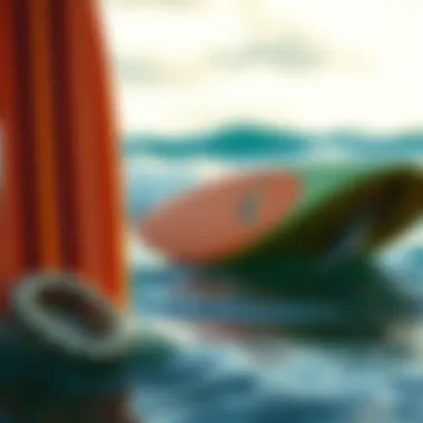 Artistic representation of surfboards and the ocean reflecting Hawaiian culture