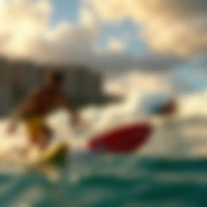 Stunning view of Waikiki Beach showcasing surfers riding waves