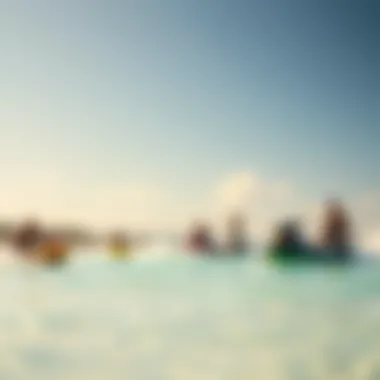 A vibrant beach scene showcasing diverse water sports