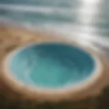 Aerial view of the Slater Wave Pool showcasing its unique wave formation technology