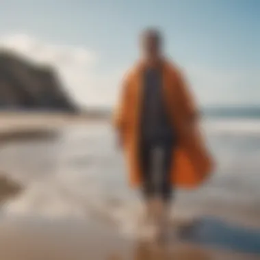 Microfiber changing poncho in action at the beach