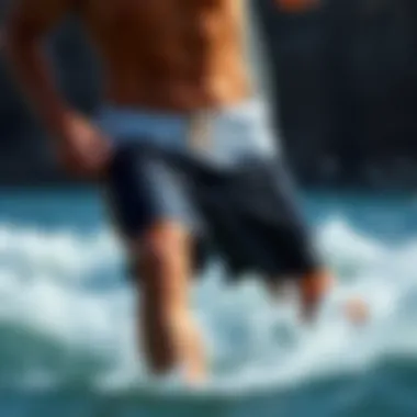 RVCA Sports Shorts in Action Dynamic shot of RVCA sports shorts in action during watersports