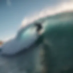 Illustration of a surfer riding a big wave