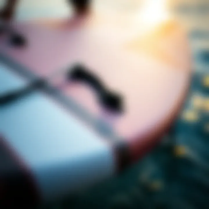 Close-up view of the Wavestorm longboard's design and graphics