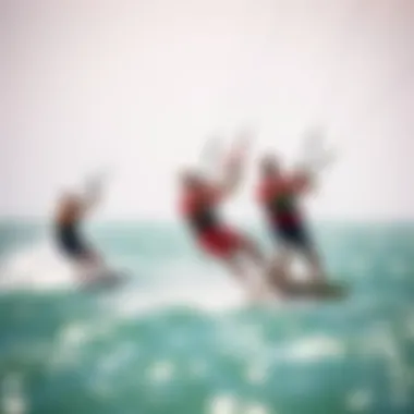 Kite enthusiasts engaging in a thrilling competition on a sunny day