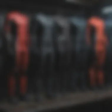 Diverse Range of Used Wetsuits Diverse range of used wetsuits displayed for selection