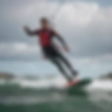 Kite surfer performing impressive tricks in the midst of a windy day