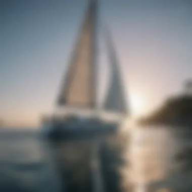 A sleek sailboat gliding through crystal-clear waters