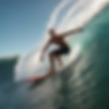 Surfer navigating through a barrel wave