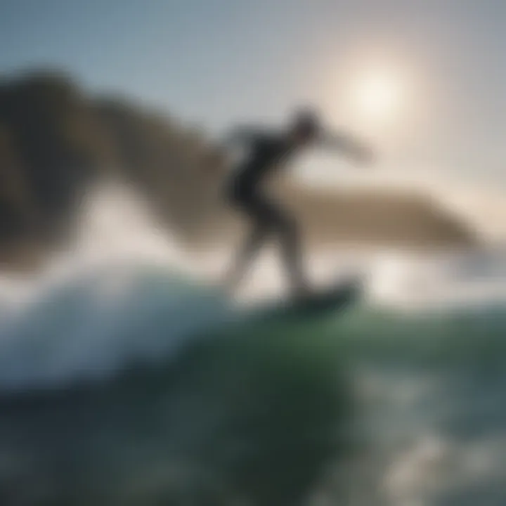 Surfer riding a powerful wave