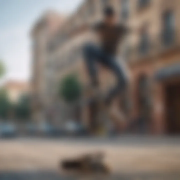 Skateboarder performing aerial maneuver