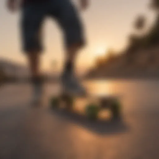 Skateboarding tricks at sunset