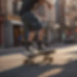 A skateboarder executing a trick on a urban street ledge.