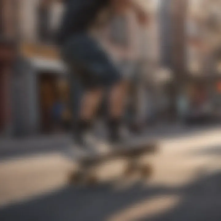 A skateboarder executing a trick on a urban street ledge.