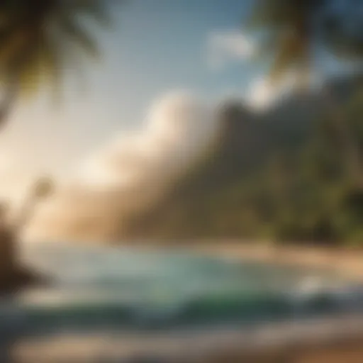 A vibrant vintage Hawaii travel poster showcasing tropical beaches