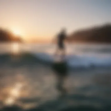 Wakesurfing location under a picturesque sunset