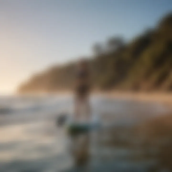 Vibrant paddleboarding scene showcasing the beauty of the coastline