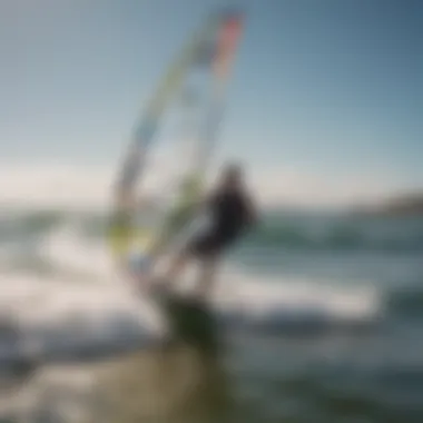 Exciting windsurfing action capturing the thrill of water sports