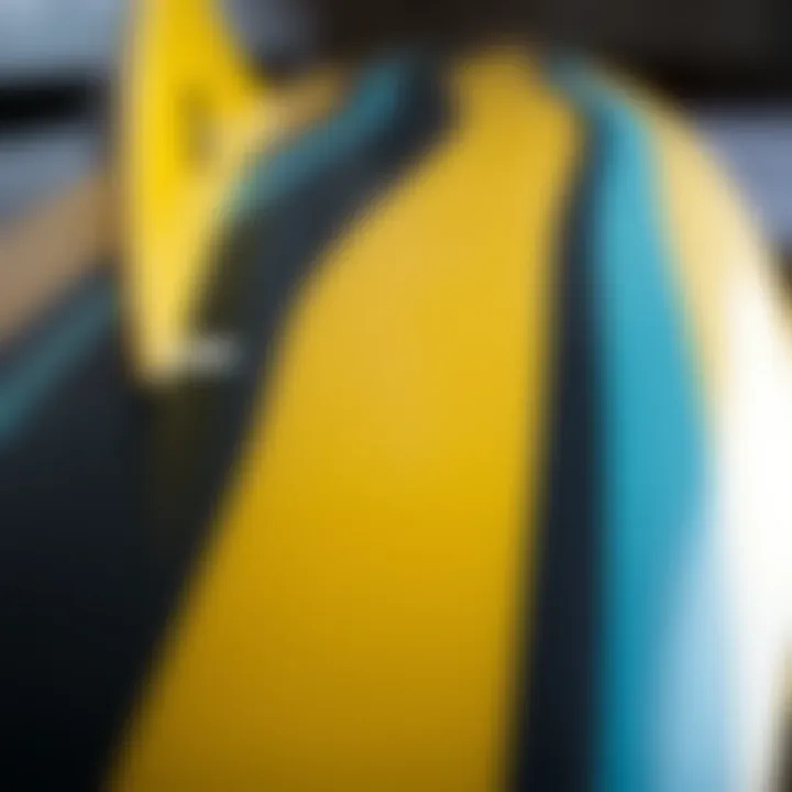 Close-up of Wave Storm surfboard features