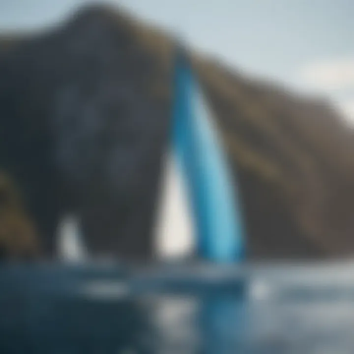 Wind surf sailor gliding over crystal clear blue waters