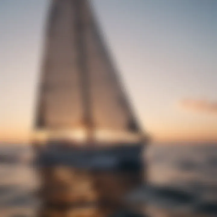 Sail gracefully catching the wind in the sunset light