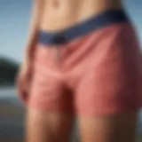 Detailed view of O'Neill board shorts showcasing texture and stitching.