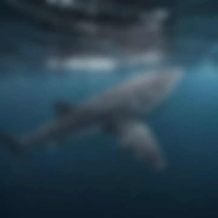 Giant whale shark peacefully swimming in the deep blue ocean