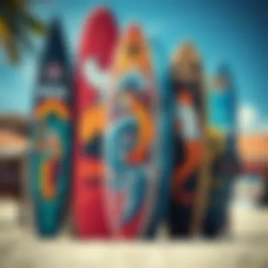 Artistic Designs of Large Surfboard Stickers Vibrant surfboard stickers showcasing artistic designs and patterns