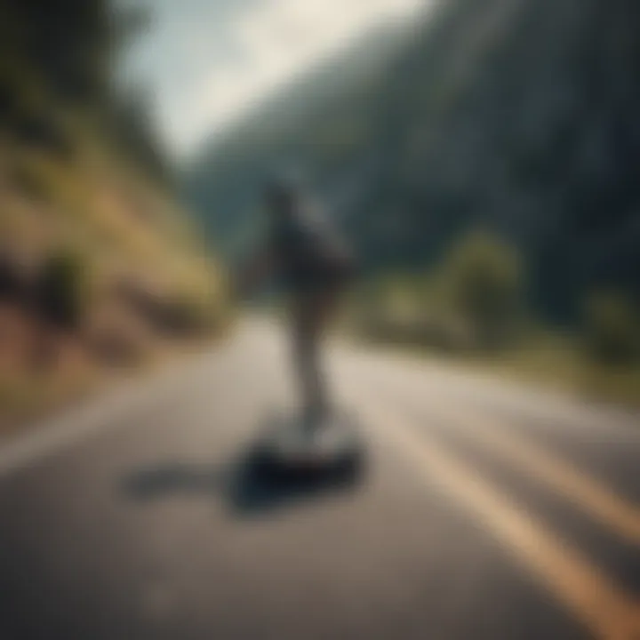 Longboarder Riding Downhill with Scenic Background