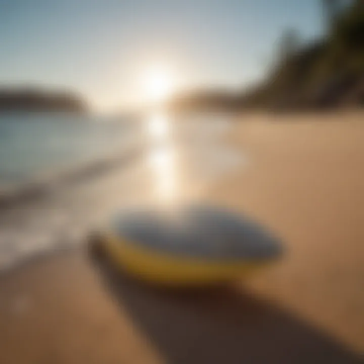 Selection of high-quality skimboards on a sandy beach