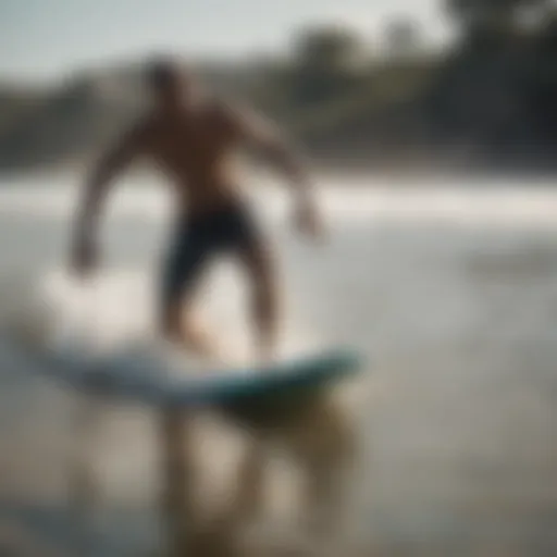 Skimboarder performing a stylish maneuver