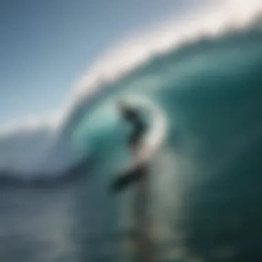 Surfer navigating through the curl of a wave with agility and finesse