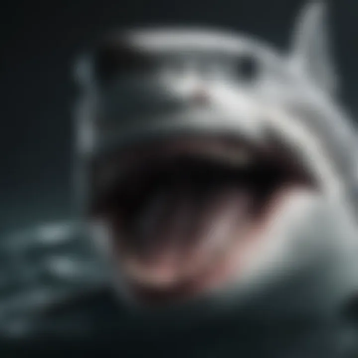 Close-up of massive great white shark showcasing powerful jaws