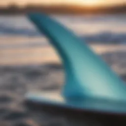 Close-up view of FCS Performer Quad fins showcasing their sleek design and materials.