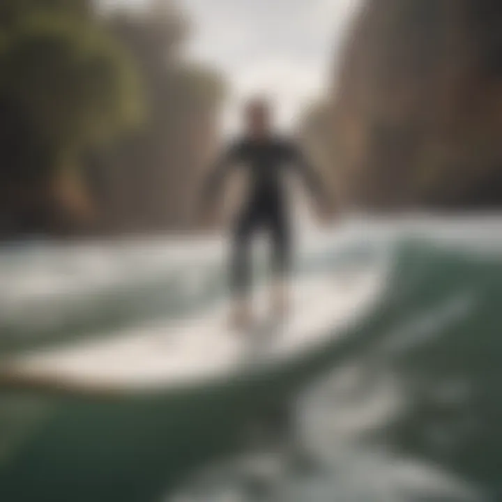 Surfer enjoying a session with a soft top board