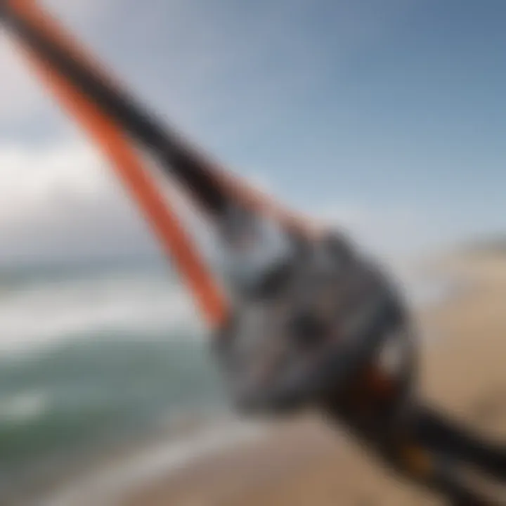 Close-up of kite surfing accessories like harness and lines