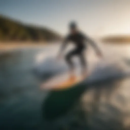 A sleek, streamlined surfboard cutting through the water