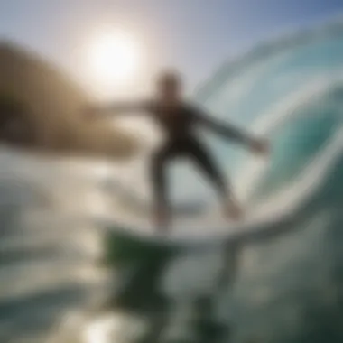 GoPro mount attached to a surfboard capturing a thrilling wave ride