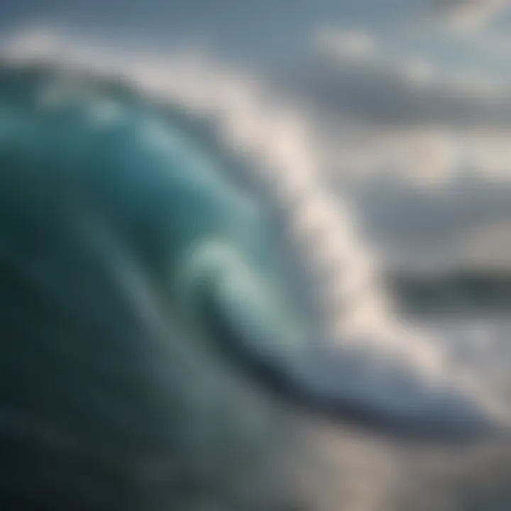 Close-up of frothy wave crest with delicate strokes