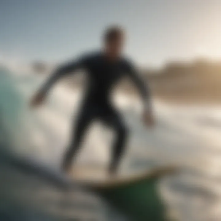 Visual representation of surfer riding a wave with appropriate board length