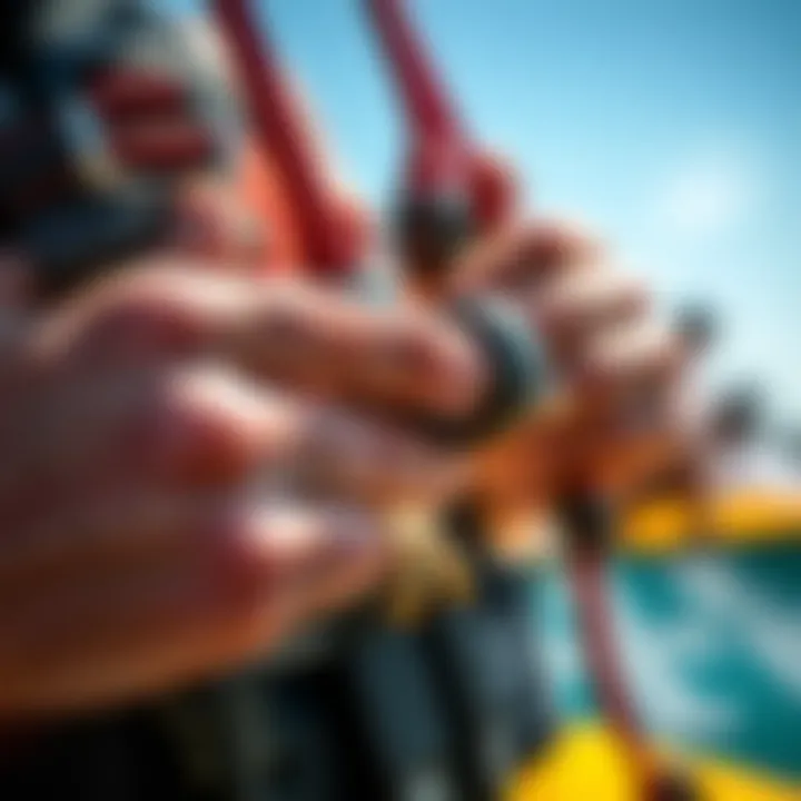 Close-up of Harness Line Adjustments for Enhanced Performance Close-up view of harness line adjustments for optimized performance