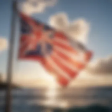 Elegant Hawaiian flag flying in the breeze