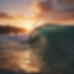 Stunning depiction of a Hawaiian wave at sunset